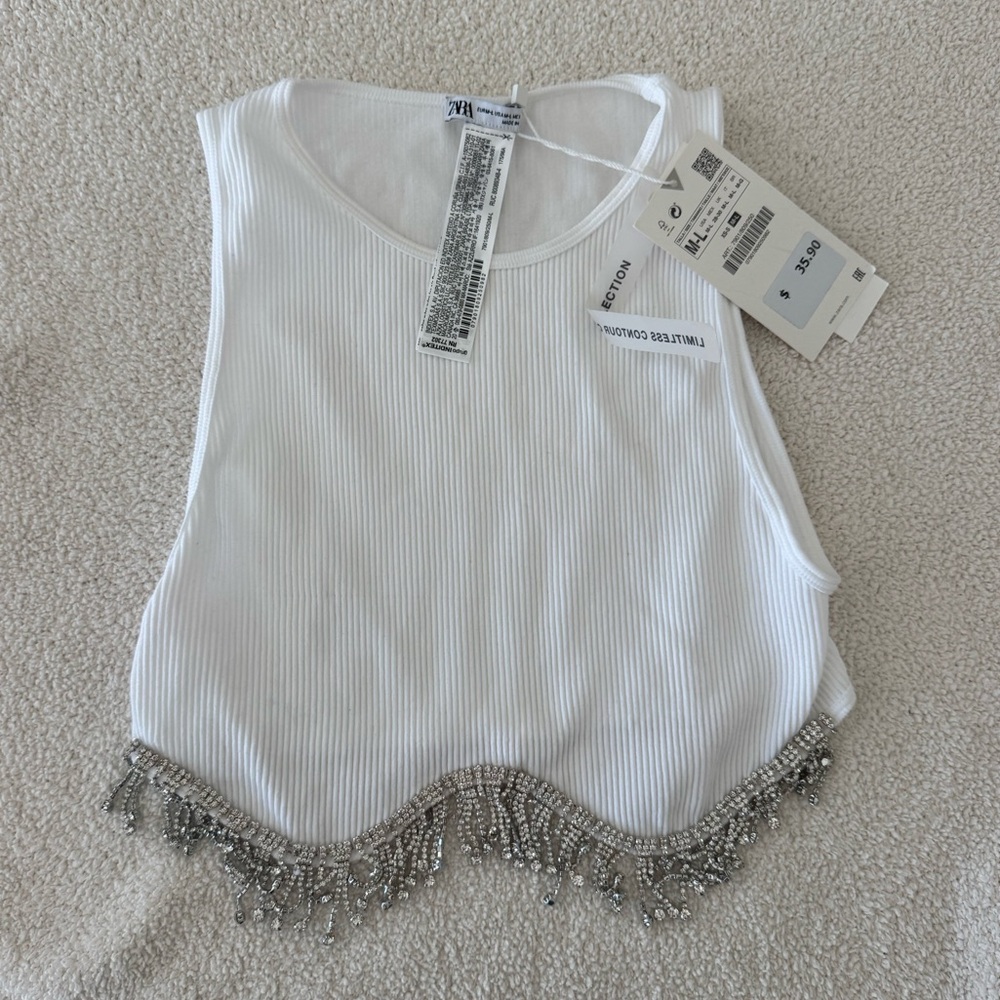Zara Seamless Ribbed Rhinestone Top